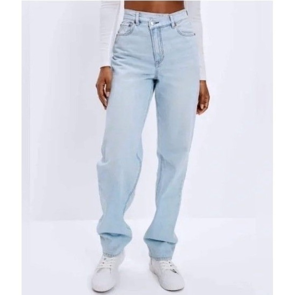 American Eagle Strigid Highest Waist Crossover Baggy Straight Jeans Light Wash 4 - Picture 4 of 16